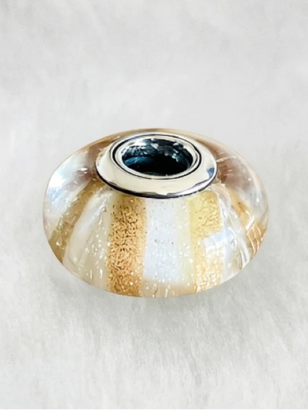 Glass Charm Bead in Gold and Clear